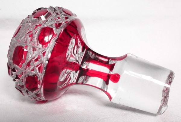 Flacon de toilette en cristal de Baccarat, modèle Pontarlier / Diamants Pierreries doublé rose - 21,2cm