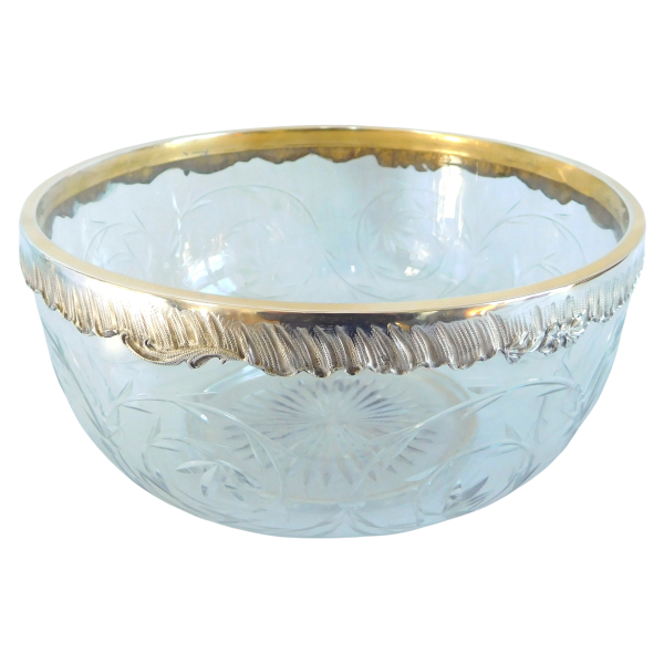 Large Baccarat crystal and sterling silver salad bowl