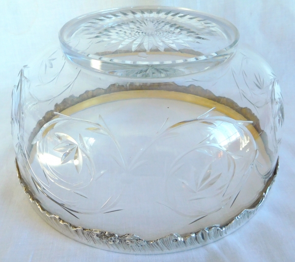 Large Baccarat crystal and sterling silver salad bowl