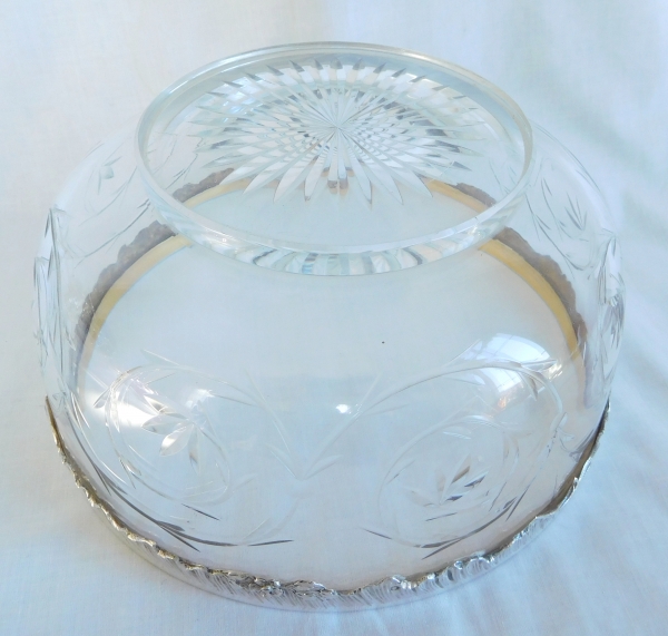 Large Baccarat crystal and sterling silver salad bowl