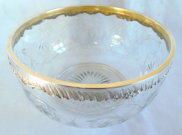 Large Baccarat crystal and sterling silver salad bowl