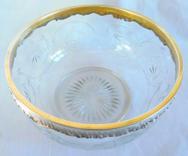 Large Baccarat crystal and sterling silver salad bowl