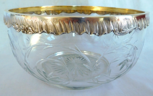 Large Baccarat crystal and sterling silver salad bowl