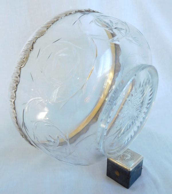 Large Baccarat crystal and sterling silver salad bowl