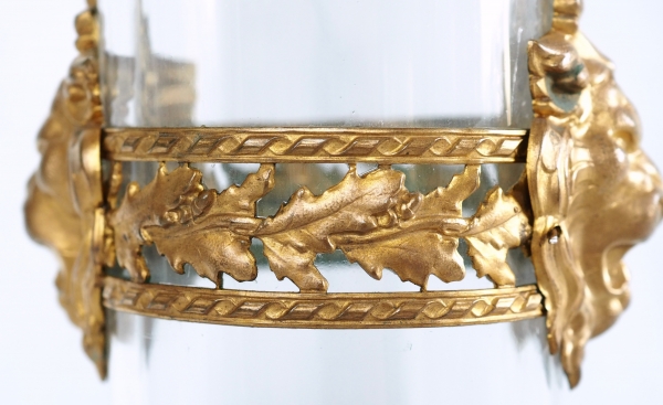 Tall Baccarat crystal vase, gilt brass lion mufle-shaped frame - circa 1900