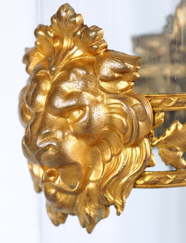 Tall Baccarat crystal vase, gilt brass lion mufle-shaped frame - circa 1900
