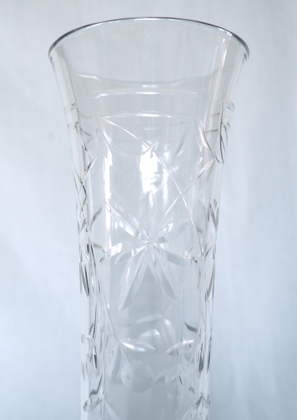 Tall Baccarat crystal vase, gilt brass lion mufle-shaped frame - circa 1900
