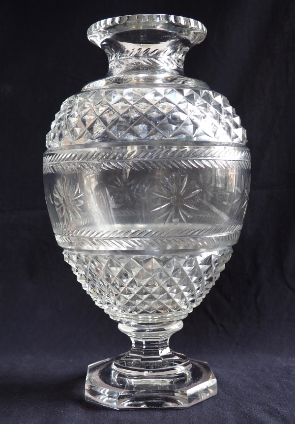 Tall Baccarat crystal vase, 19th century style - signed