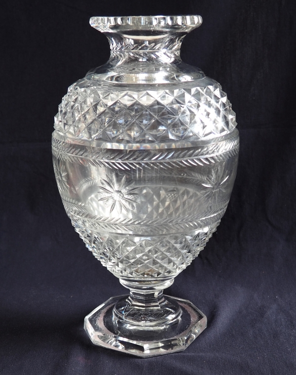 Tall Baccarat crystal vase, 19th century style - signed