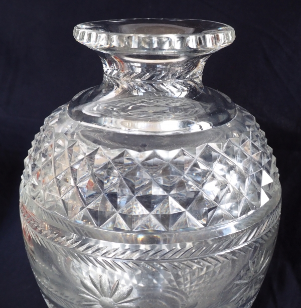 Tall Baccarat crystal vase, 19th century style - signed