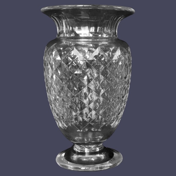 Tall St Louis crystal vase, Empire style, late 19th century