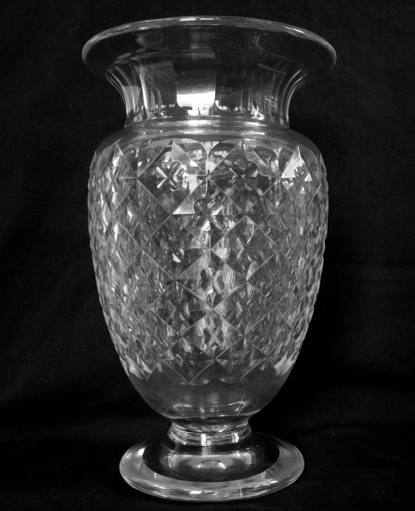 Tall St Louis crystal vase, Empire style, late 19th century