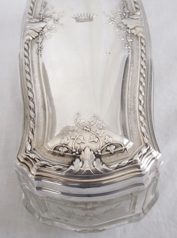 Large Baccarat crystal and sterling silver box - crown of count