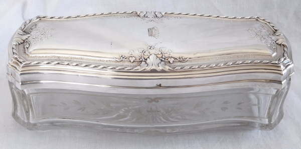 Large Baccarat crystal and sterling silver box - crown of count