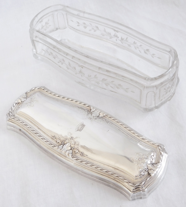 Large Baccarat crystal and sterling silver box - crown of count