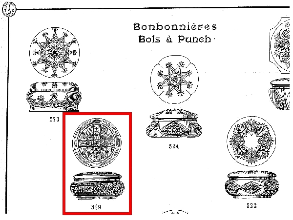 Bonbonnière en cristal de Baccarat richement taillé, Etiquette papier