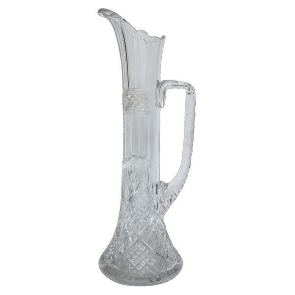 Baccarat grand pichet à bière ou canette / carafe en cristal richement taillé époque 1900