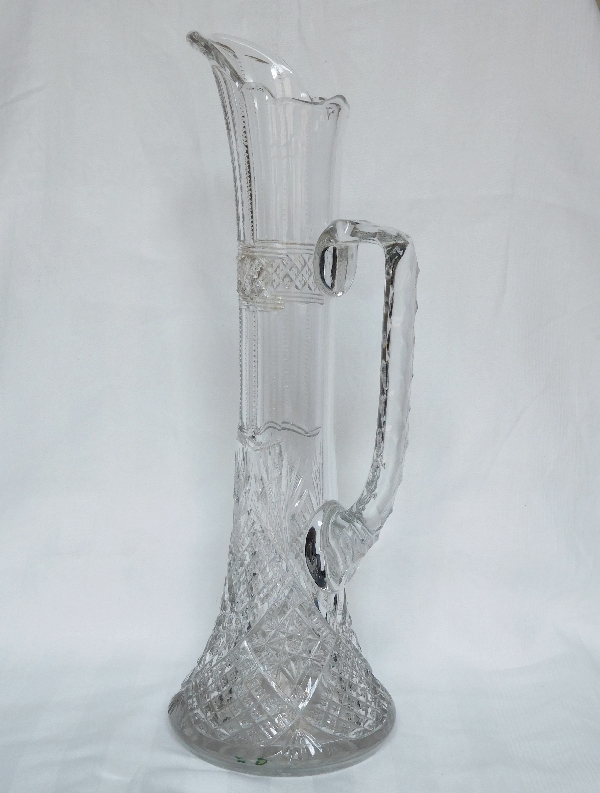 Baccarat grand pichet à bière ou canette / carafe en cristal richement taillé époque 1900