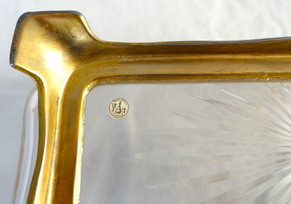 Art Nouveau Baccarat crystal planter / jardiniere, gilt bronze frame - original paper sticker