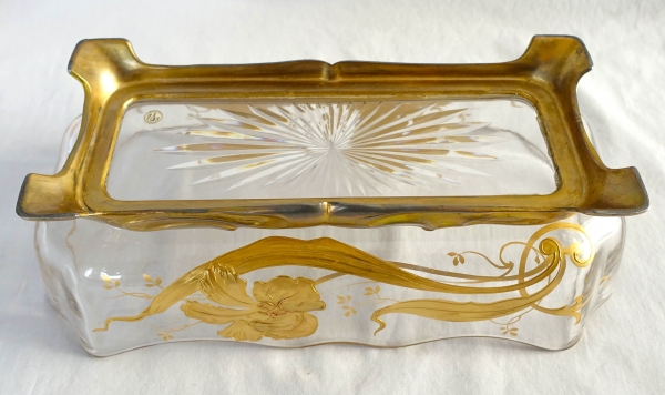 Art Nouveau Baccarat crystal planter / jardiniere, gilt bronze frame - original paper sticker