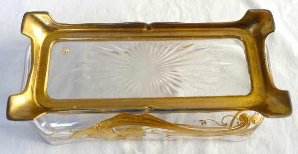 Art Nouveau Baccarat crystal planter / jardiniere, gilt bronze frame - original paper sticker