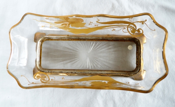 Art Nouveau Baccarat crystal planter / jardiniere, gilt bronze frame - original paper sticker