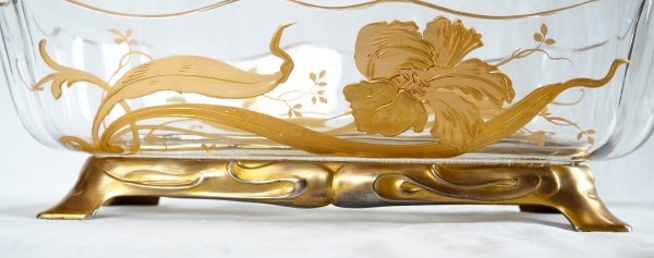 Art Nouveau Baccarat crystal planter / jardiniere, gilt bronze frame - original paper sticker