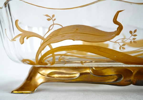 Art Nouveau Baccarat crystal planter / jardiniere, gilt bronze frame - original paper sticker