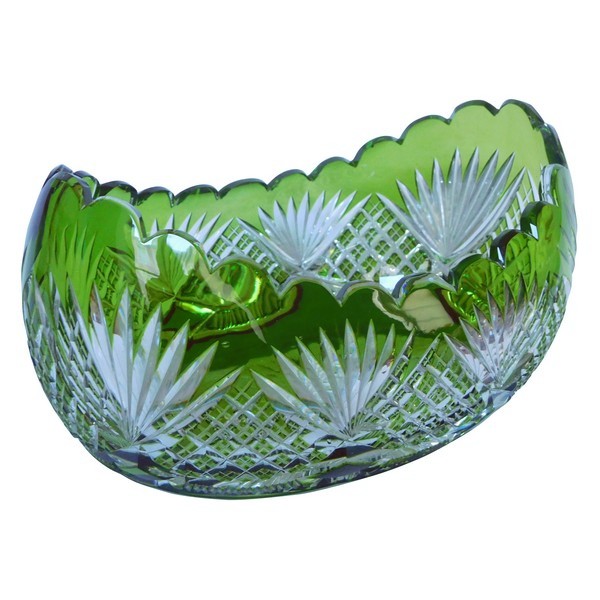 St Louis crystal centerpiece / jardiniere, green overlay crystal