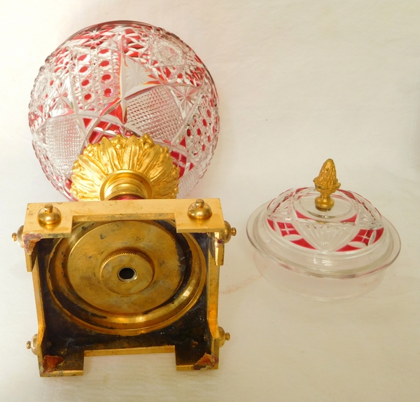 Baccarat overlay crystal and gilt bronze vase urn / lamp