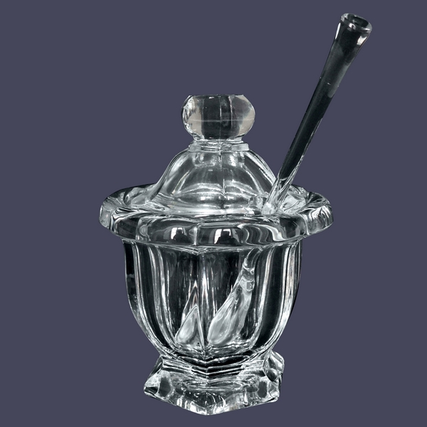 Baccarat crystal mustard pot, Harcourt Missouri pattern