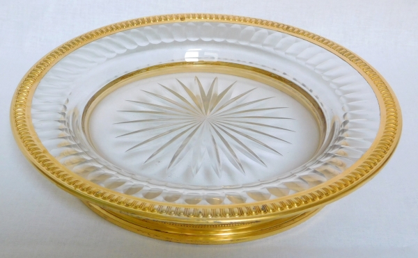 Pair of Louis XVI style Baccarat crystal and vermeil plates circa 1900