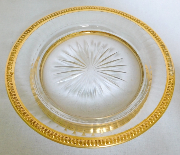 Pair of Louis XVI style Baccarat crystal and vermeil plates circa 1900