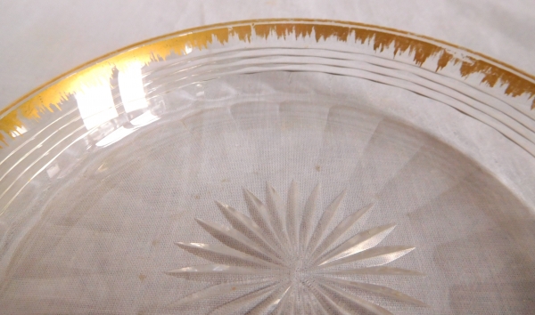 Pair of Baccarat crystal coasters enhanced with fine gold