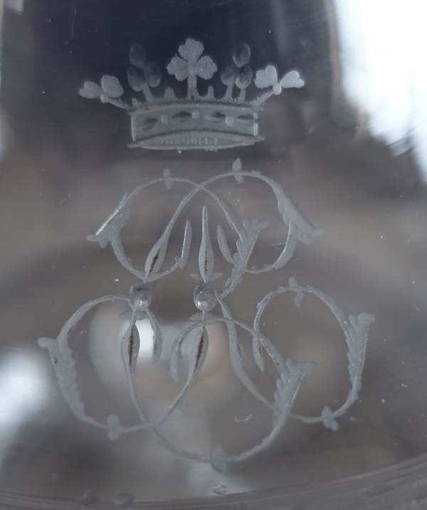 Pair of Baccarat crystal candy bowls, crown of marquis engraved