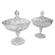 Pair of Baccarat crystal candy boxes - Juvisy pattern (used at Elysee Palace)