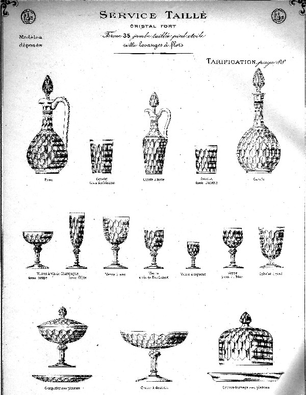 Paire de drageoirs en cristal de Baccarat, modèle Juvisy (service de l'Elysée)