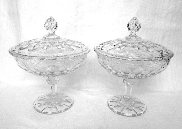 Paire de drageoirs en cristal de Baccarat, modèle Juvisy (service de l'Elysée)