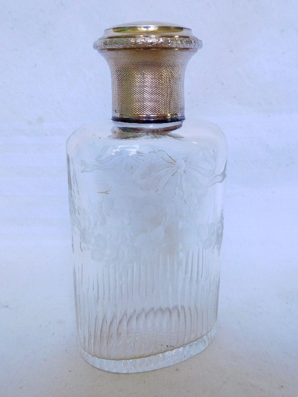 Antique French Baccarat crystal & sterling silver perfume bottles set