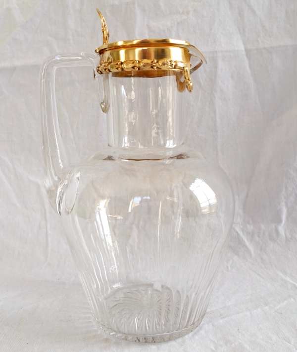 Pair of Baccarat crystal and vermeil (sterling silver) pitchers / bottles - Jeux d'Orgues pattern
