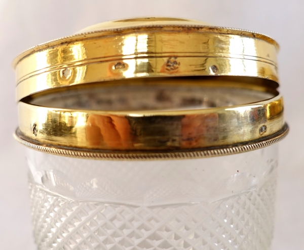 Pair of Empire Le Creusot crystal and vermeil ointments jars - early 19th century