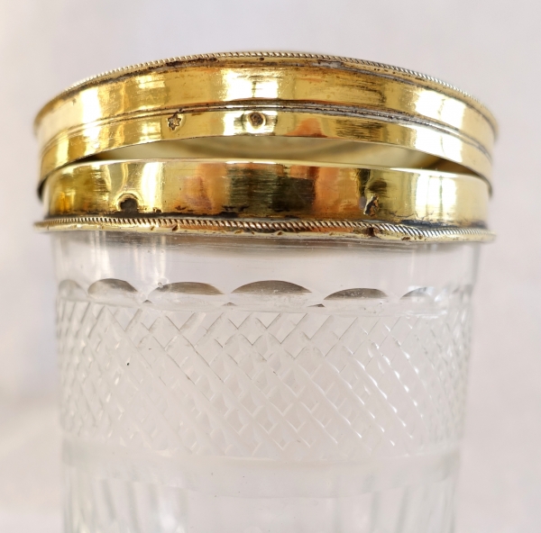 Pair of Empire Le Creusot crystal and vermeil ointments jars - early 19th century