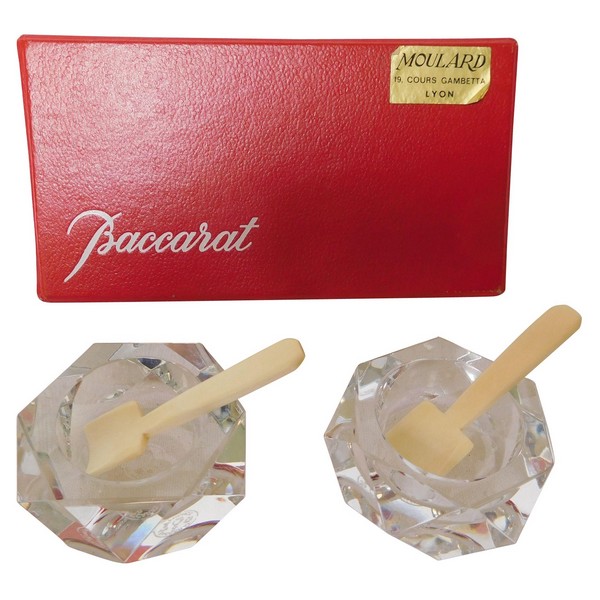 Pair of Baccarat crystal salt cellars signed