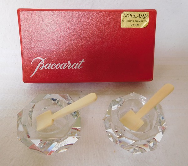 Pair of Baccarat crystal salt cellars signed