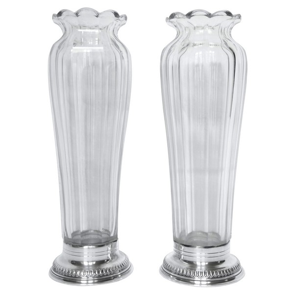 Pair of Baccarat crystal vases, Malmaison pattern - 27.5cm