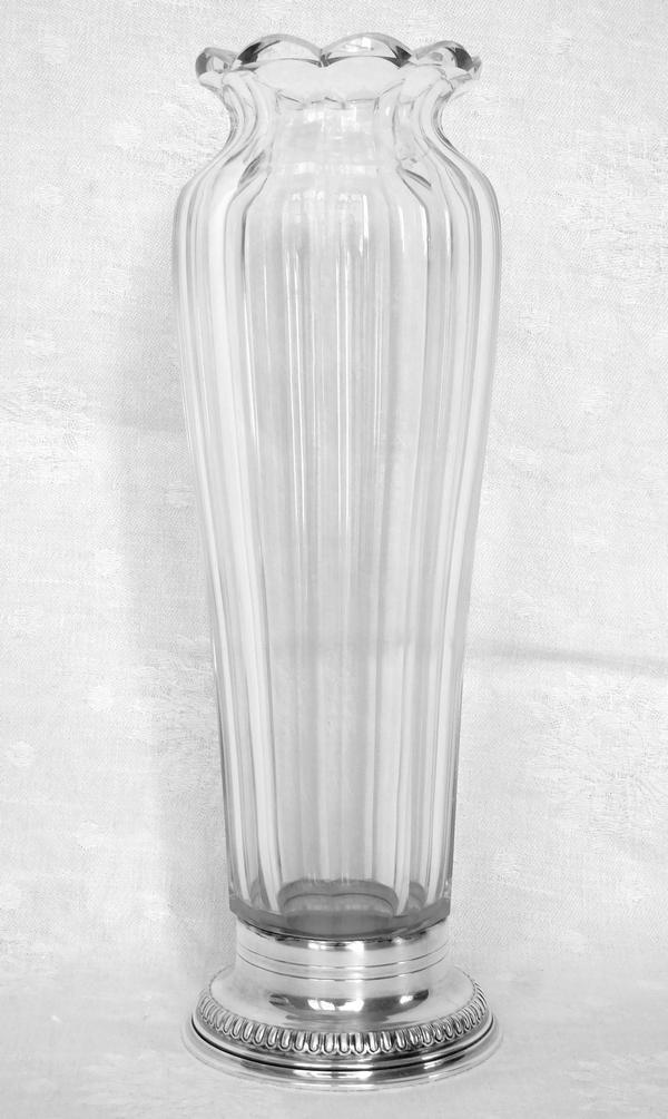 Paire de grands vases en cristal de Baccarat modèle Malmaison - 27,5cm