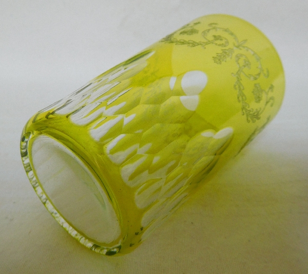 Paire de verres à dents en cristal de Baccarat, modèle Richelieu overlay vert, - signés