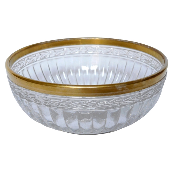 St Louis crystal bowl, laurels pattern enhanced with fine gold