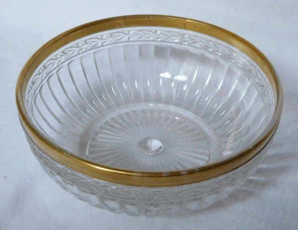 St Louis crystal bowl, laurels pattern enhanced with fine gold