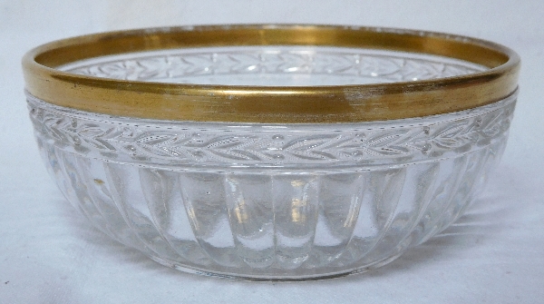 St Louis crystal bowl, laurels pattern enhanced with fine gold